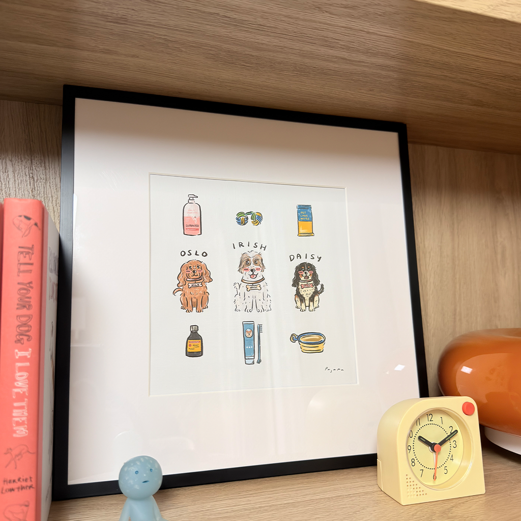 Custom Pet Illustration with Frame by Pajama Art