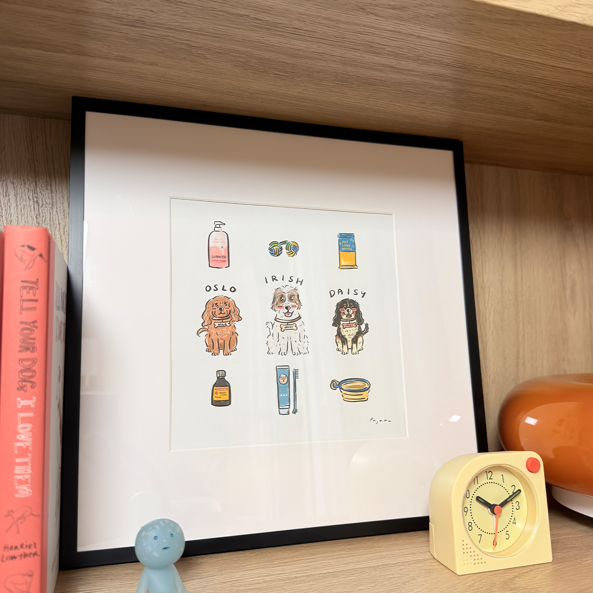 Custom Pet Illustration with Frame by Pajama Art